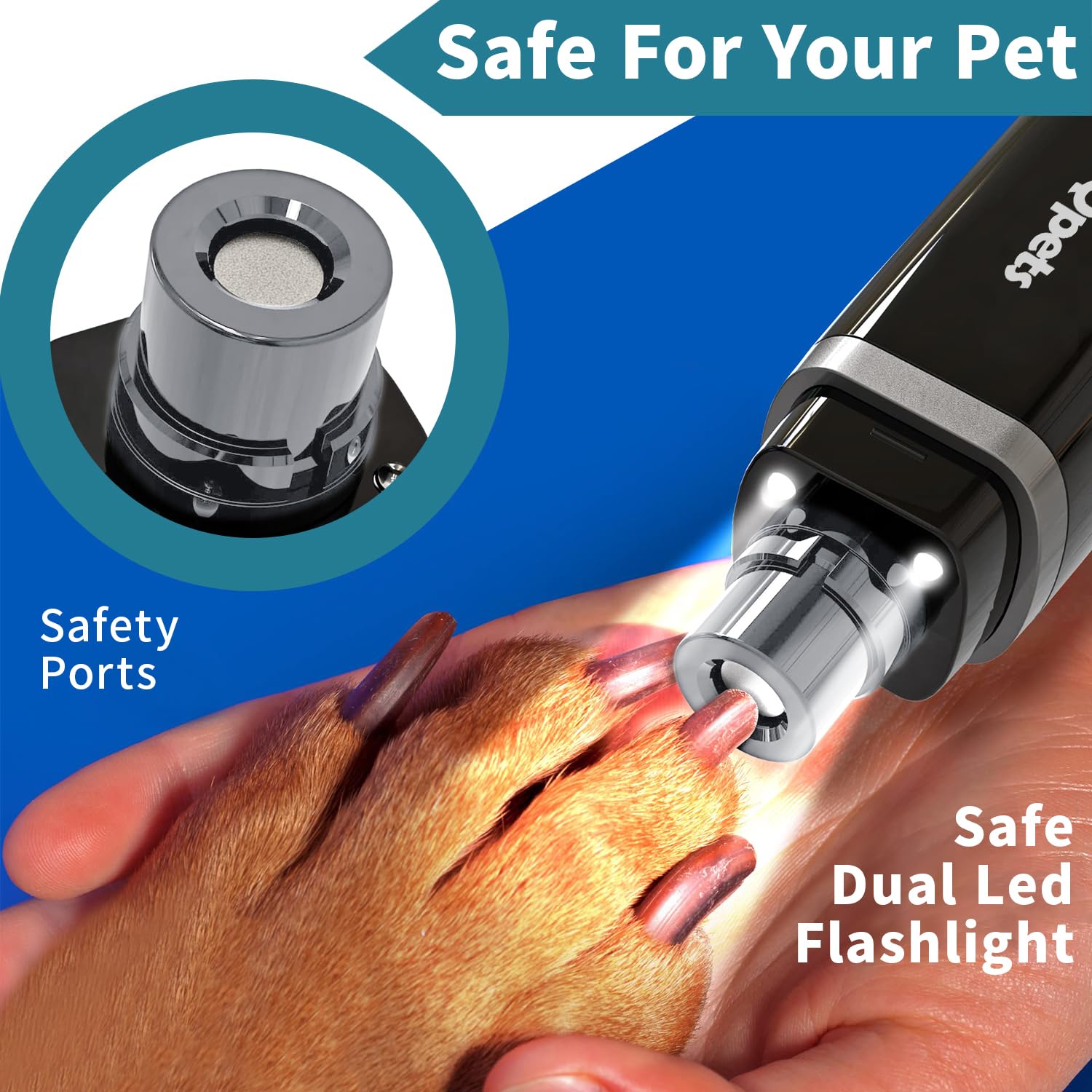 Qpets Professional Electric Dog Nail Grinder with 2 LED Light, Dog Nail Trimmer for Cat Dog, Low Noise Pet Nail Trimmer Pet Nail Grinder, Dog Nail Clippers, Dog Trimmer, Nail Cutter for Dog Qpets Professional Electric Dog Nail Grinder with 2 LED Light, Dog Nail Trimmer for Cat Dog, Low Noise Pet Nail Trimmer Pet Nail Grinder, Dog Nail Clippers, Dog Trimmer, Nail Cutter for Dog
